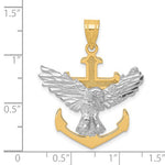 Kép betöltése a galériamegjelenítőbe: 14k Gold Two Tone Mariners Cross Eagle Anchor Pendant Charm - [cklinternational]
