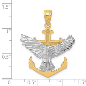 14k Gold Two Tone Mariners Cross Eagle Anchor Pendant Charm - [cklinternational]