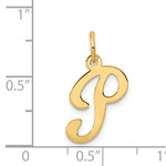 이미지를 갤러리 뷰어에 로드 , 14K Yellow Gold Initial Letter P Cursive Script Alphabet Pendant Charm
