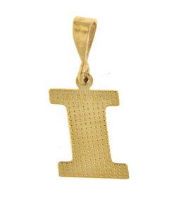 14K Yellow Gold Uppercase Initial Letter I Block Alphabet Pendant Charm