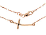 將圖片載入圖庫檢視器 14k Rose Gold Sideways Curved Cross Necklace 19 Inches
