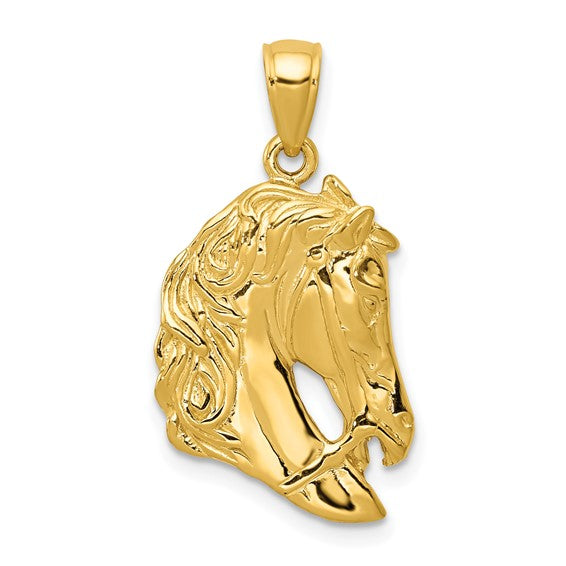 14k yellow gold horse pony head open back pendant charm