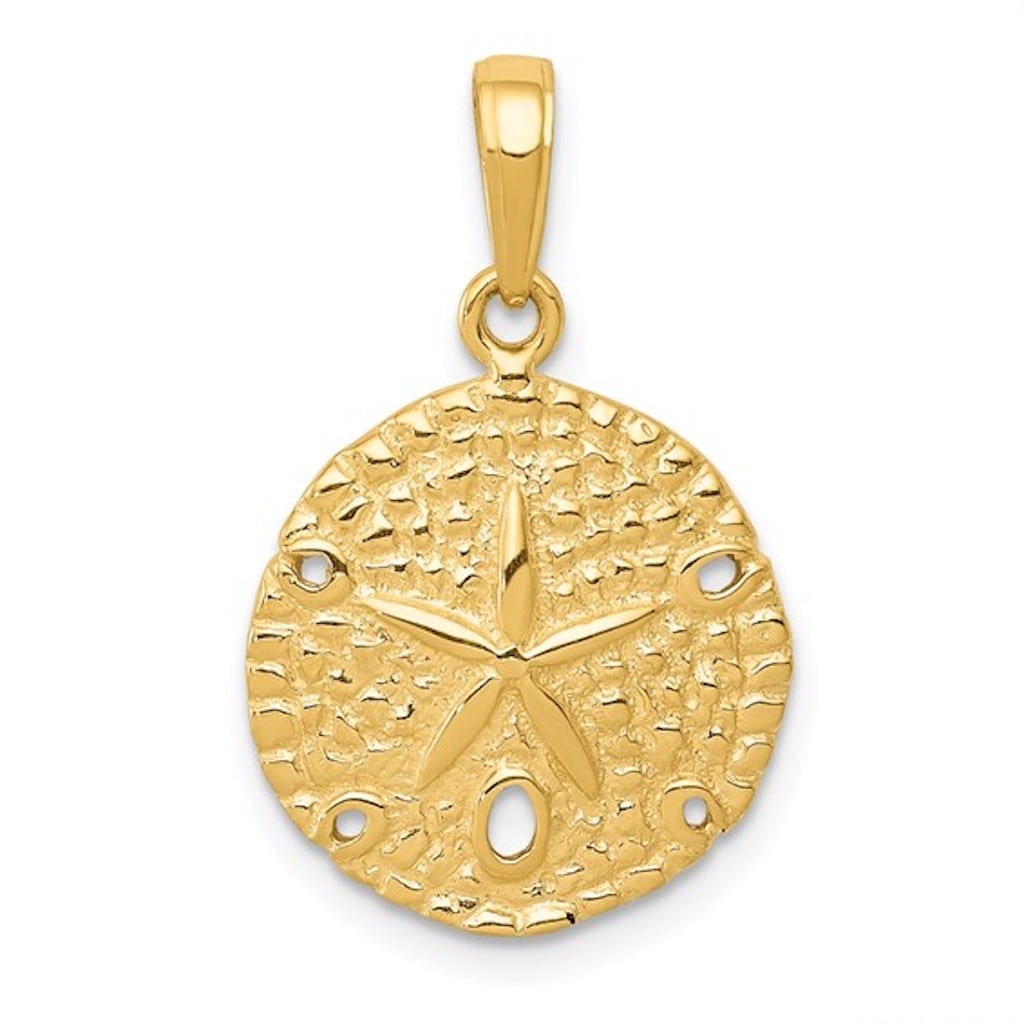 14k Yellow Gold Sand Dollar Pendant Charm - [cklinternational]
