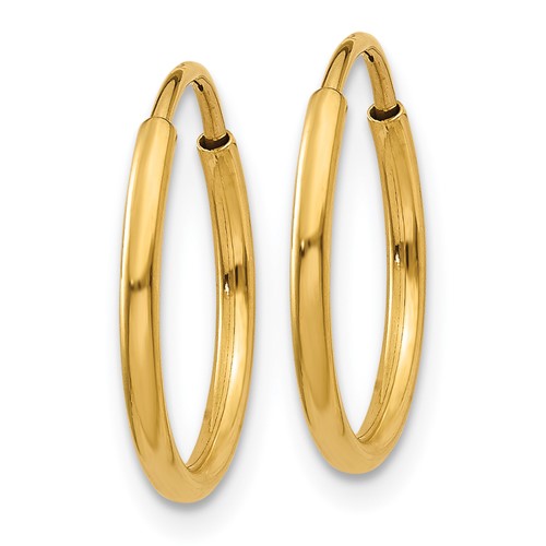 14K Yellow Gold 11mm x 1.25mm Round Endless Hoop Earrings