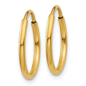 14K Yellow Gold 11mm x 1.25mm Round Endless Hoop Earrings