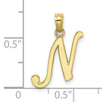 Load image into Gallery viewer, 10K Yellow Gold Script Initial Letter N Cursive Alphabet Pendant Charm

