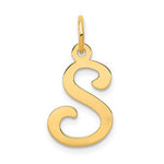 Afbeelding in Gallery-weergave laden, 14K Yellow Gold Initial Letter S Cursive Script Alphabet Pendant Charm
