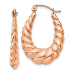 Load image into Gallery viewer, 14K Rose Gold Shrimp Scalloped Twisted Hoop Earrings
