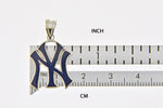 Indlæs billede til gallerivisning Sterling Silver Gold Plated Enamel New York Yankees LogoArt Licensed Major League Baseball MLB Pendant Charm
