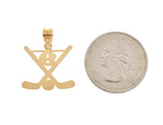 Cargar imagen en el visor de la galería, 14k Yellow White Gold Sterling Silver Ice Hockey Personalized Engraved Pendant
