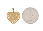 Załaduj obraz do przeglądarki galerii, 14K Yellow Gold Diamond Cut Filigree Heart Flat Back Pendant Charm
