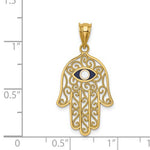 Load image into Gallery viewer, 14k Yellow Gold Chamseh Hamsa Hand of God with Enamel Pendant Charm
