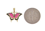Lataa kuva Galleria-katseluun, 14k Yellow Gold with Enamel Butterfly Small Pendant Charm
