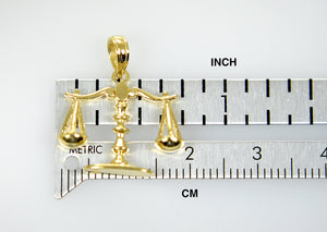 14k Yellow Gold Justice Moveable Scales 3D Pendant Charm