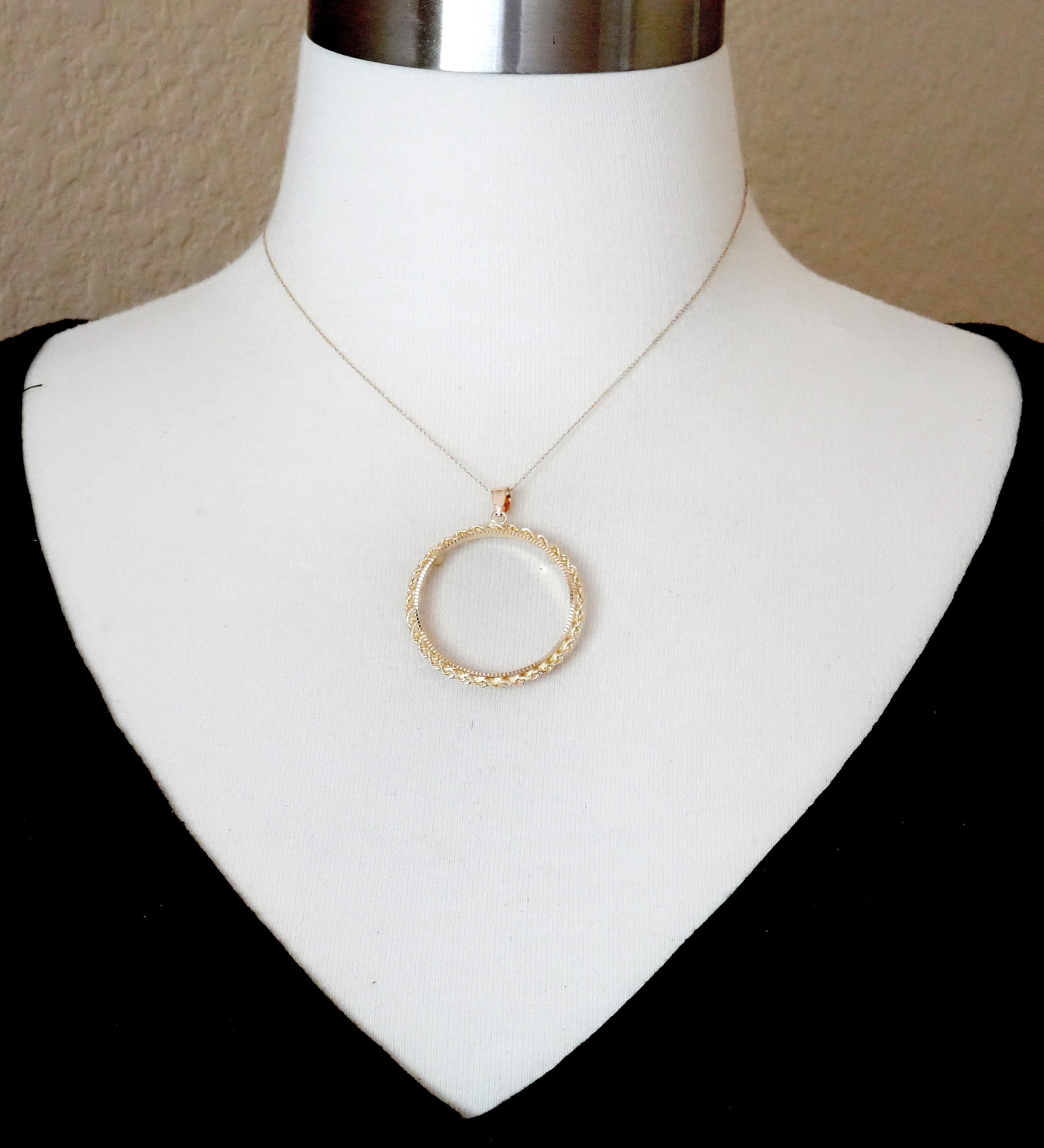 14K Yellow Gold 1 oz American Eagle U.S. $50 24K Buffalo 1 oz Cat 1 oz Krugerrand Coin Holder Prong Bezel Pendant Charm for 32.7mm Coins