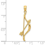Afbeelding in Gallery-weergave laden, 14k Yellow Gold Bow and Arrow Open Back Pendant Charm
