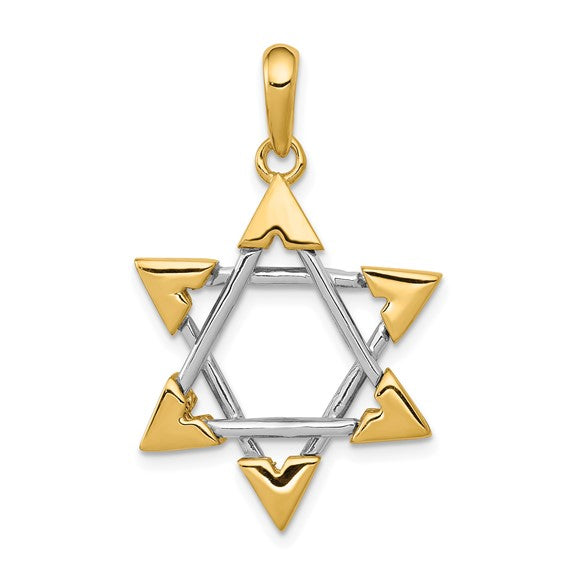 14k Yellow White Gold Two Tone Star of David Pendant Charm