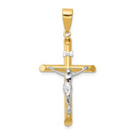 Lataa kuva Galleria-katseluun, 14k Gold Two Tone Crucifix Cross Hollow Pendant Charm
