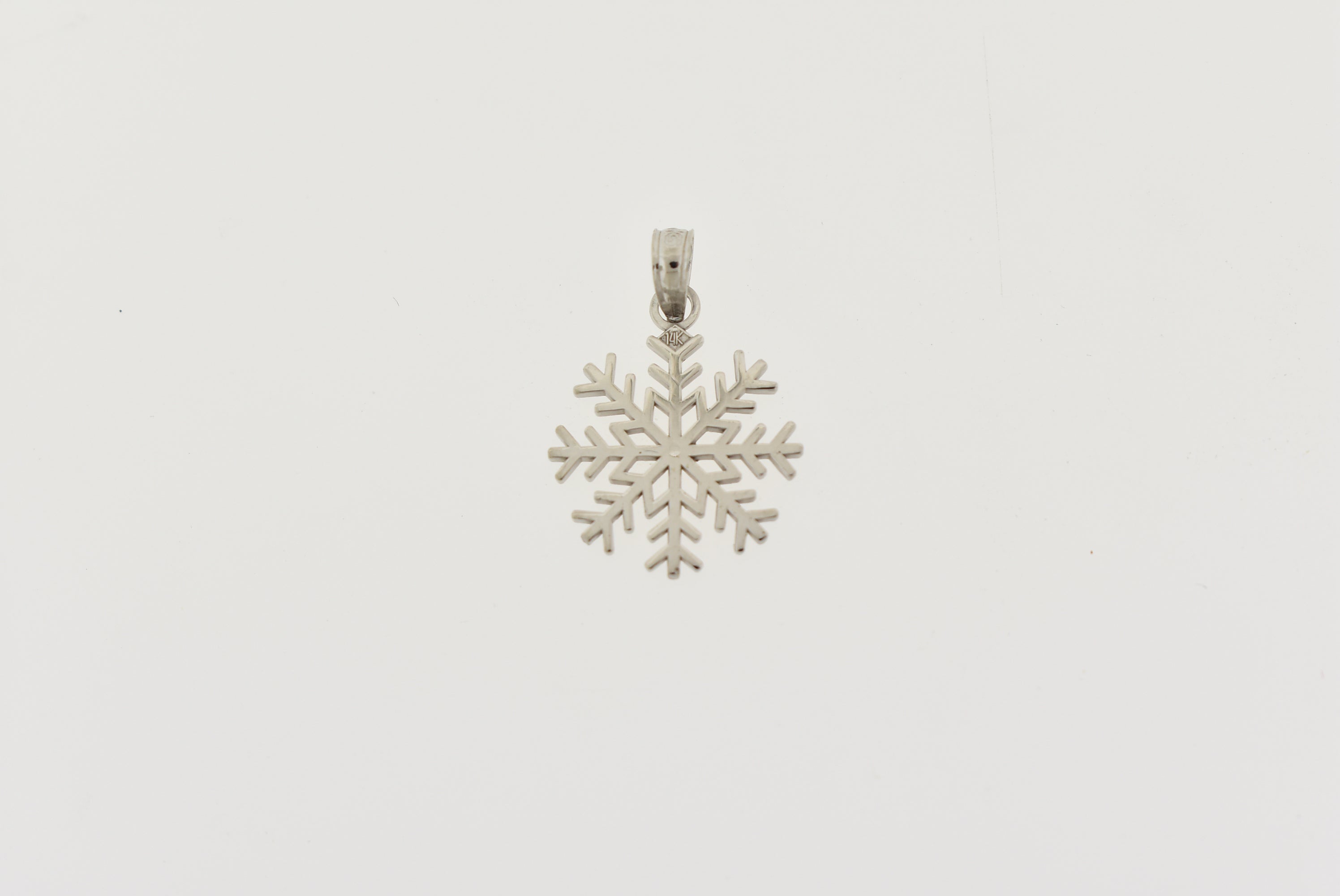 14k White Gold Snowflake 3D Pendant Charm