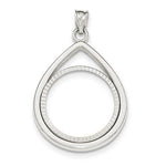Charger l&#39;image dans la galerie, 14K White Gold 1/4 oz One Fourth Ounce American Eagle Teardrop Coin Holder Diamond Cut Prong Bezel Pendant Charm Holds 22mm x 1.8mm Coin
