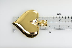 14k Yellow Gold Large Puffed Heart Hollow 3D Pendant Charm - [cklinternational]