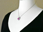 Indlæs billede til gallerivisning 14k White Gold Lab Created Pink Sapphire with Genuine Diamond Chain Slide Pendant Charm
