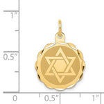 Carica l&#39;immagine nel visualizzatore di Gallery, 14K Yellow Gold Star of David 15mm Disc Pendant Charm Engravable Engraved Personalized
