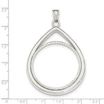 Load image into Gallery viewer, 14K White Gold 1 oz One Ounce American Eagle Teardrop Coin Holder Diamond Cut Prong Bezel Pendant Charm Holds 32.6mm x 2.8mm Coins
