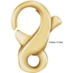 Cargar imagen en el visor de la galería, 14K Yellow Gold or Sterling Silver Infinity Design Lobster Clasp Jewelry Findings
