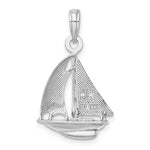 Lataa kuva Galleria-katseluun, 14k White Gold Sailboat Sailing 3D Pendant Charm
