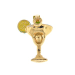 Load image into Gallery viewer, 14k Yellow Gold Enamel Green Margarita Cocktail Drink Pendant Charm
