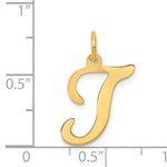 Load image into Gallery viewer, 14K Yellow Gold Initial Letter T Cursive Script Alphabet Pendant Charm
