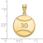 Indlæs billede til gallerivisning 14k 10k Gold Sterling Silver Baseball Personalized Engraved Pendant
