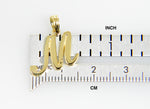 Load image into Gallery viewer, 14K Yellow Gold Script Initial Letter M Cursive Alphabet Pendant Charm
