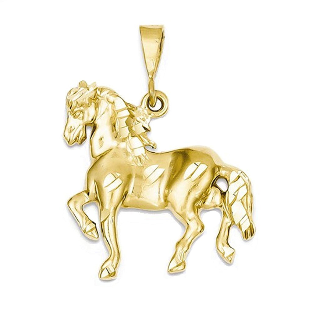 14k yellow gold horse open back pendant charm