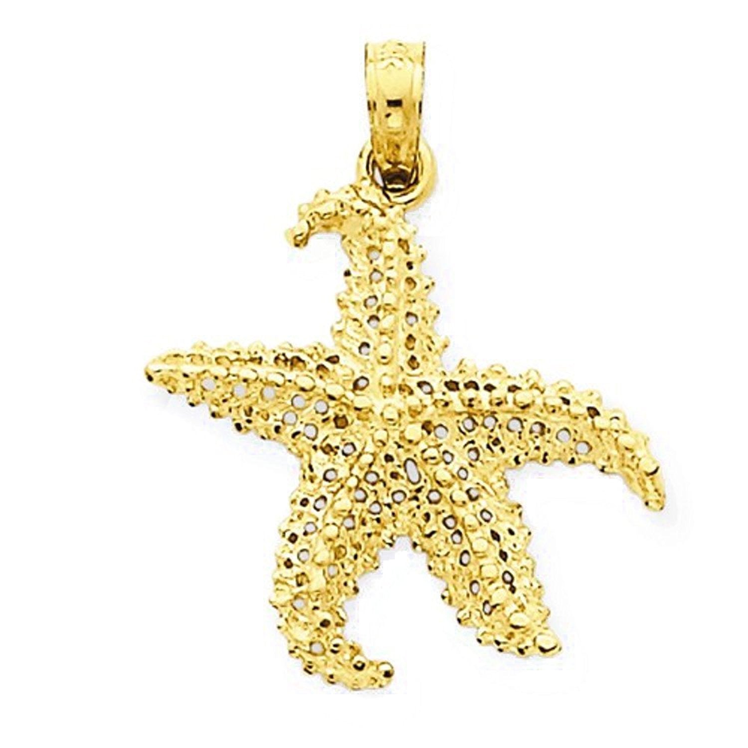 14k Yellow Gold Starfish Open Back Pendant Charm - [cklinternational]