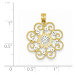 Charger l&#39;image dans la galerie, 14k Yellow Gold and Rhodium Swirl Flower Pendant Charm
