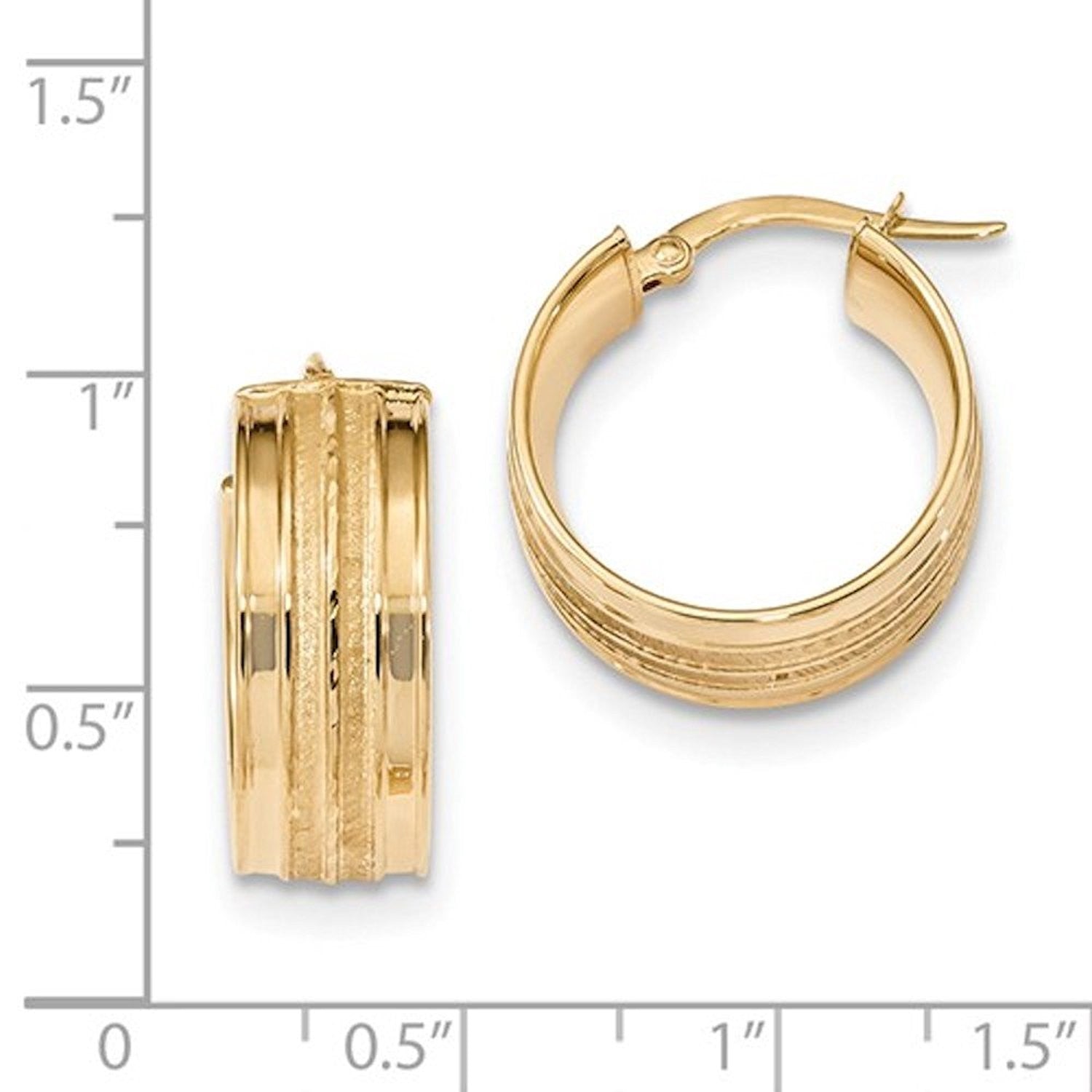 14K Yellow Gold 18mmx7.8mm Modern Contemporary Round Hoop Earrings