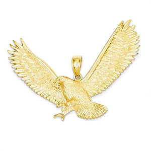 14k Yellow Gold Large Eagle Open Back Pendant Charm
