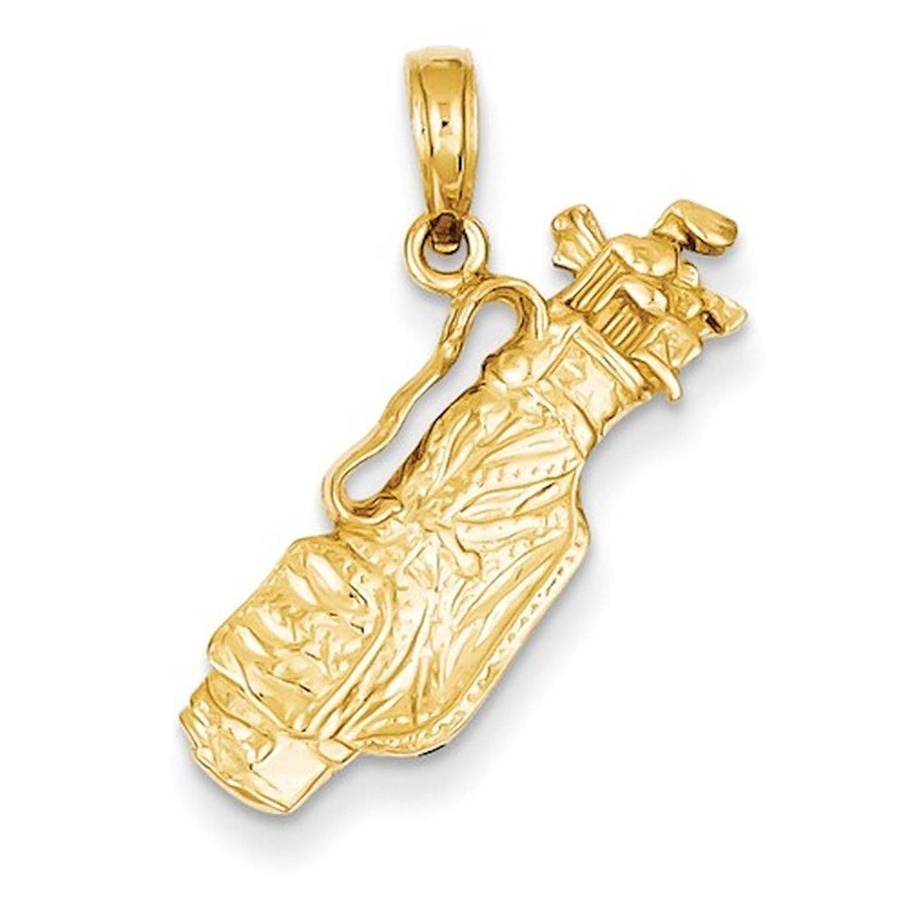 14k yellow gold golf bag clubs open back pendant charm