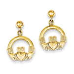 Load image into Gallery viewer, 14k Yellow Gold Celtic Claddagh Post Push Back Earrings
