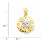 Carica l&#39;immagine nel visualizzatore di Gallery, 14k Yellow Gold and Rhodium Sand Dollar Pendant Charm
