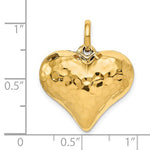 이미지를 갤러리 뷰어에 로드 , 14K Yellow Gold Puffy Hammered Heart 3D Hollow Pendant Charm
