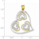 Carica l&#39;immagine nel visualizzatore di Gallery, 14k Yellow Gold Rhodium Hearts in a Heart Pendant Charm
