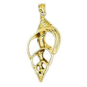 14k Yellow Gold Conch Shell Skeleton Large Pendant Charm