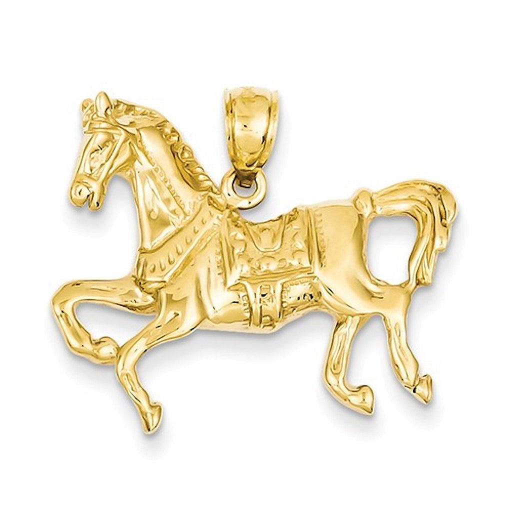 14k yellow gold horse open back pendant charm