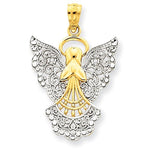 Charger l&#39;image dans la galerie, 14k Yellow Gold and Rhodium Angel Filigree Pendant Charm
