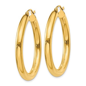 14K Yellow Gold Classic Round Hoop Earrings 34mmx4mm