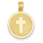 이미지를 갤러리 뷰어에 로드 , 14k Yellow Gold Cross 1st Communion Reversible Pendant Charm
