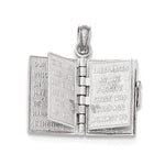 Afbeelding in Gallery-weergave laden, 14k White Gold Lords Prayer Holy Bible Book Pendant Charm
